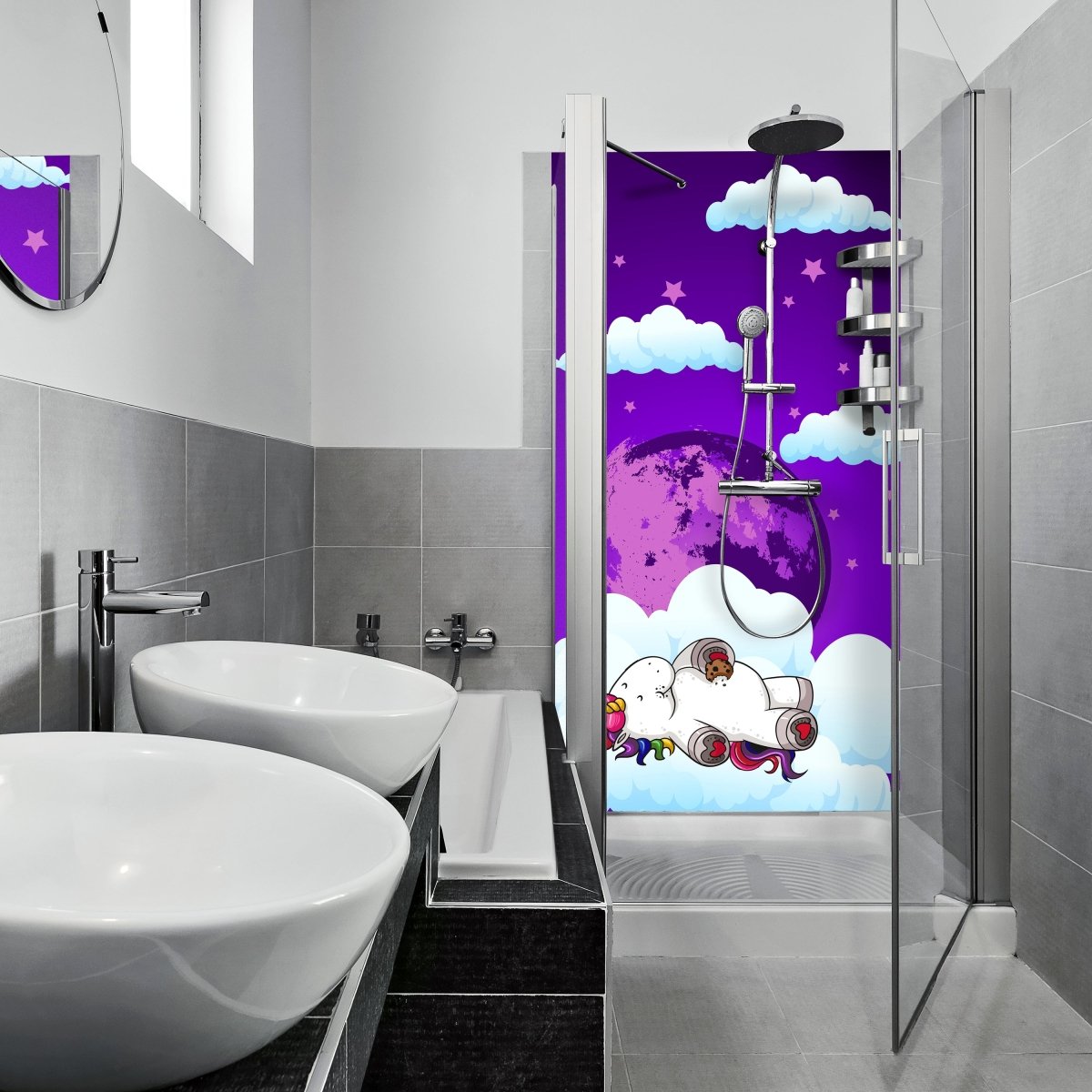 Duschwand Einhorn Traum M0393 entdecken - Bild 1 Duschwand Einhorn Traum M0393 entdecken - Bild 1