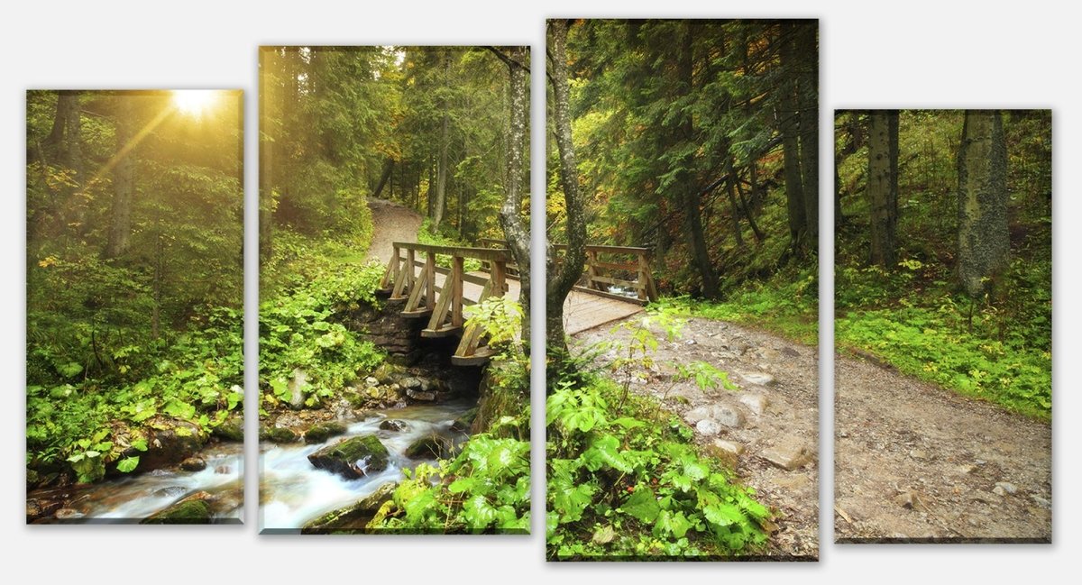 Leinwandbild Mehrteiler Waldweg mit Bach M0397 Leinwandbild Mehrteiler Waldweg mit Bach M0397