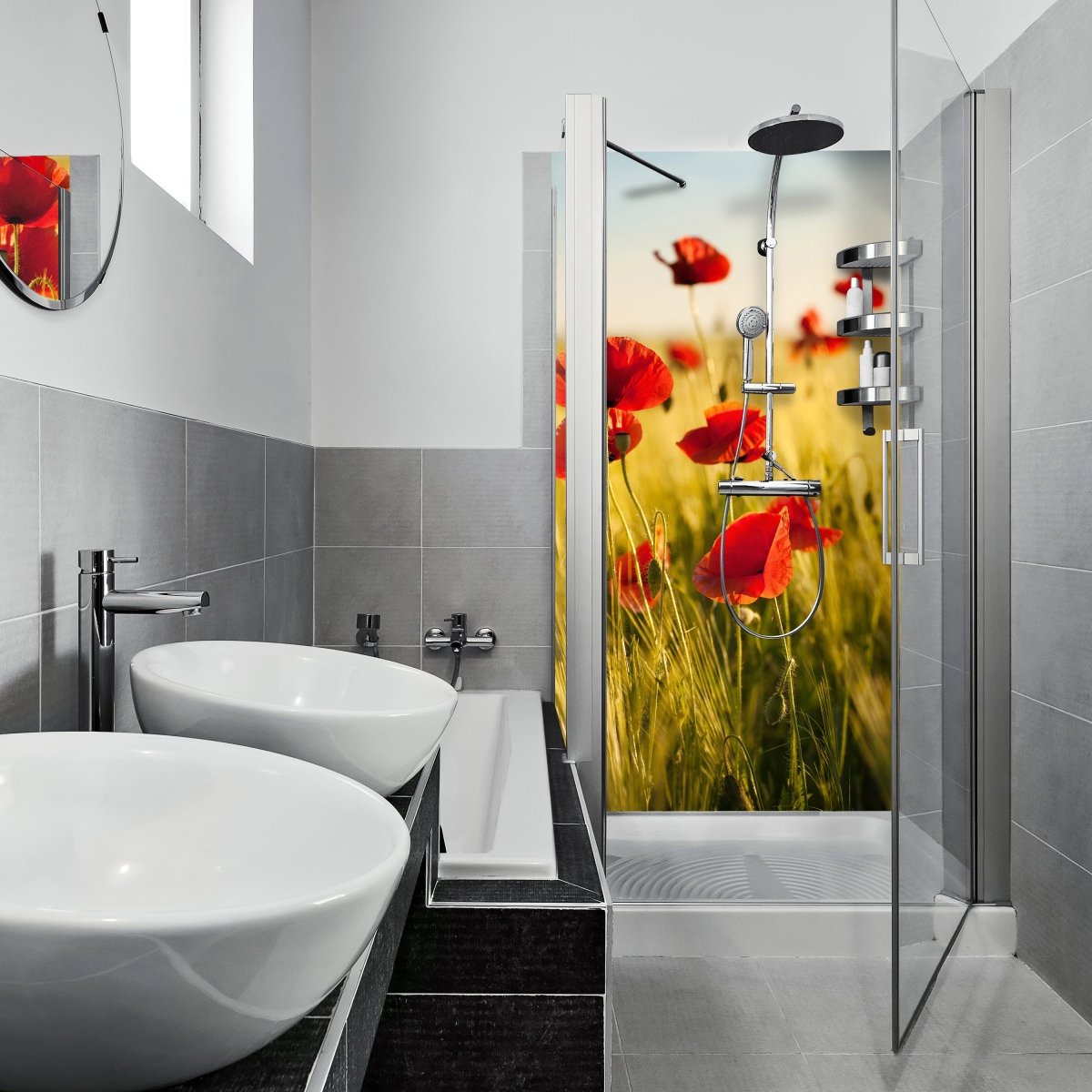Duschwand Kornfeld mit Mohnblumen M0398 entdecken - Bild 1 Duschwand Kornfeld mit Mohnblumen M0398 entdecken - Bild 1