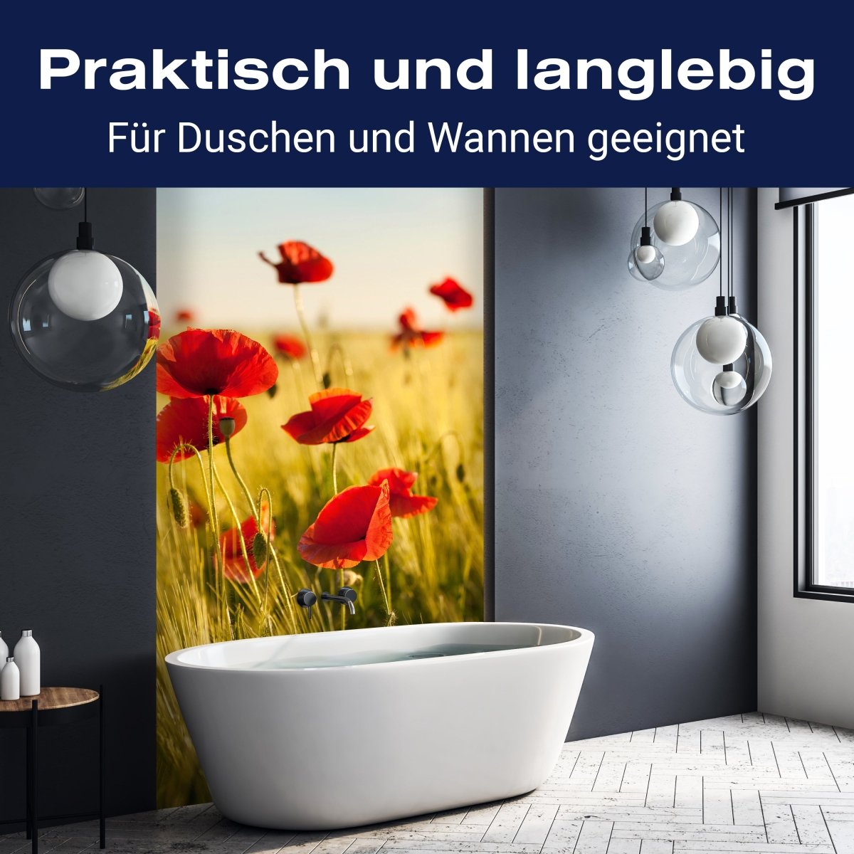 Duschwand Kornfeld mit Mohnblumen M0398 entdecken - Bild 3 Duschwand Kornfeld mit Mohnblumen M0398 entdecken - Bild 3