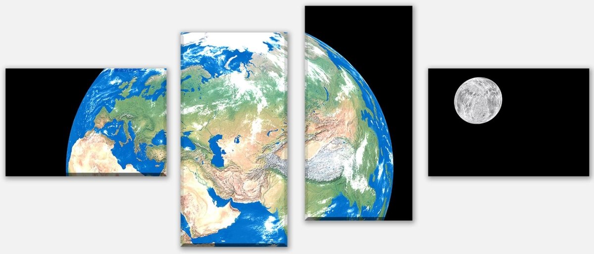 Leinwandbild Mehrteiler Erde mit Mond M0402 Leinwandbild Mehrteiler Erde mit Mond M0402