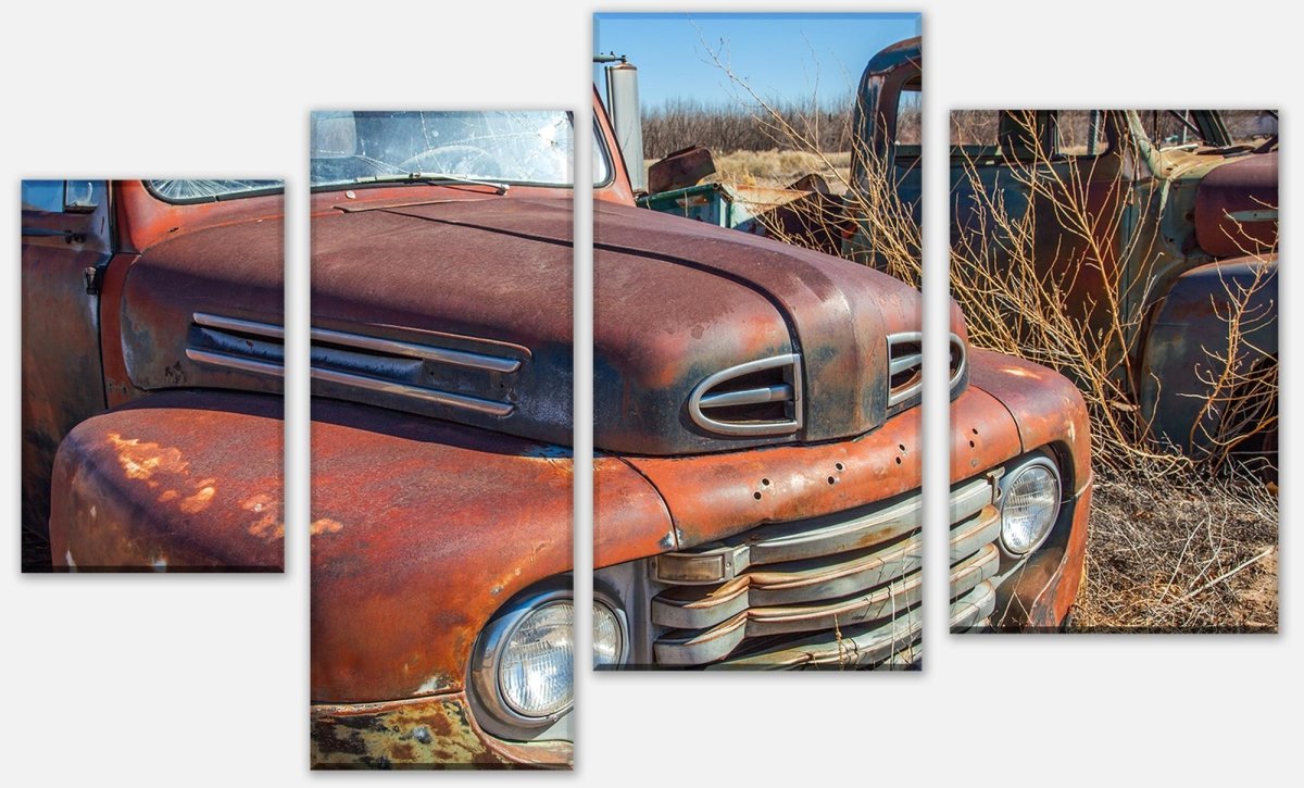 Leinwandbild Mehrteiler Roter Picup M0406 Leinwandbild Mehrteiler Roter Picup M0406