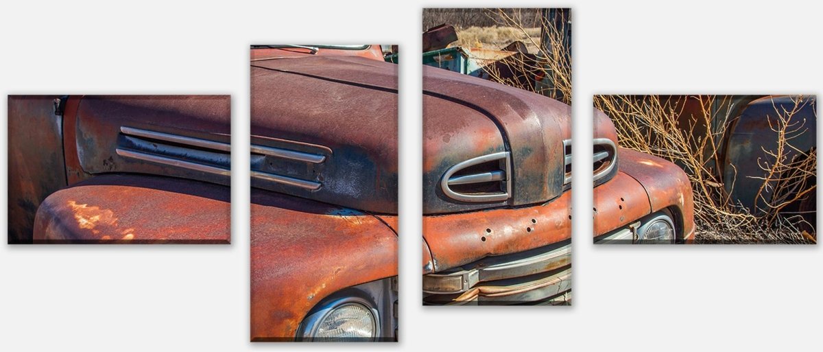Leinwandbild Mehrteiler Roter Picup M0406 Leinwandbild Mehrteiler Roter Picup M0406