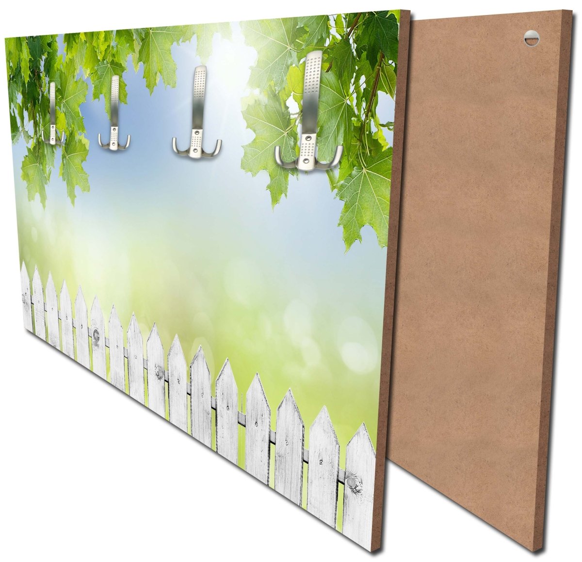 Garderobe Weißer Zaun mit Ahornzweigen M0419 Garderobe Weißer Zaun mit Ahornzweigen M0419