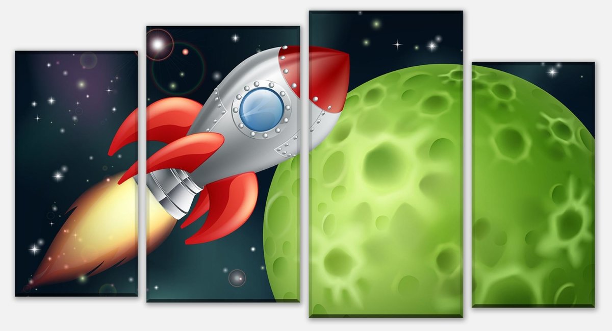 Leinwandbild Mehrteiler Rakete im Weltall M0432 Leinwandbild Mehrteiler Rakete im Weltall M0432