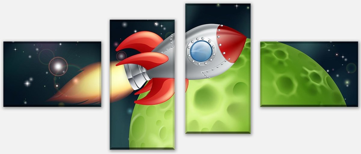 Leinwandbild Mehrteiler Rakete im Weltall M0432 Leinwandbild Mehrteiler Rakete im Weltall M0432