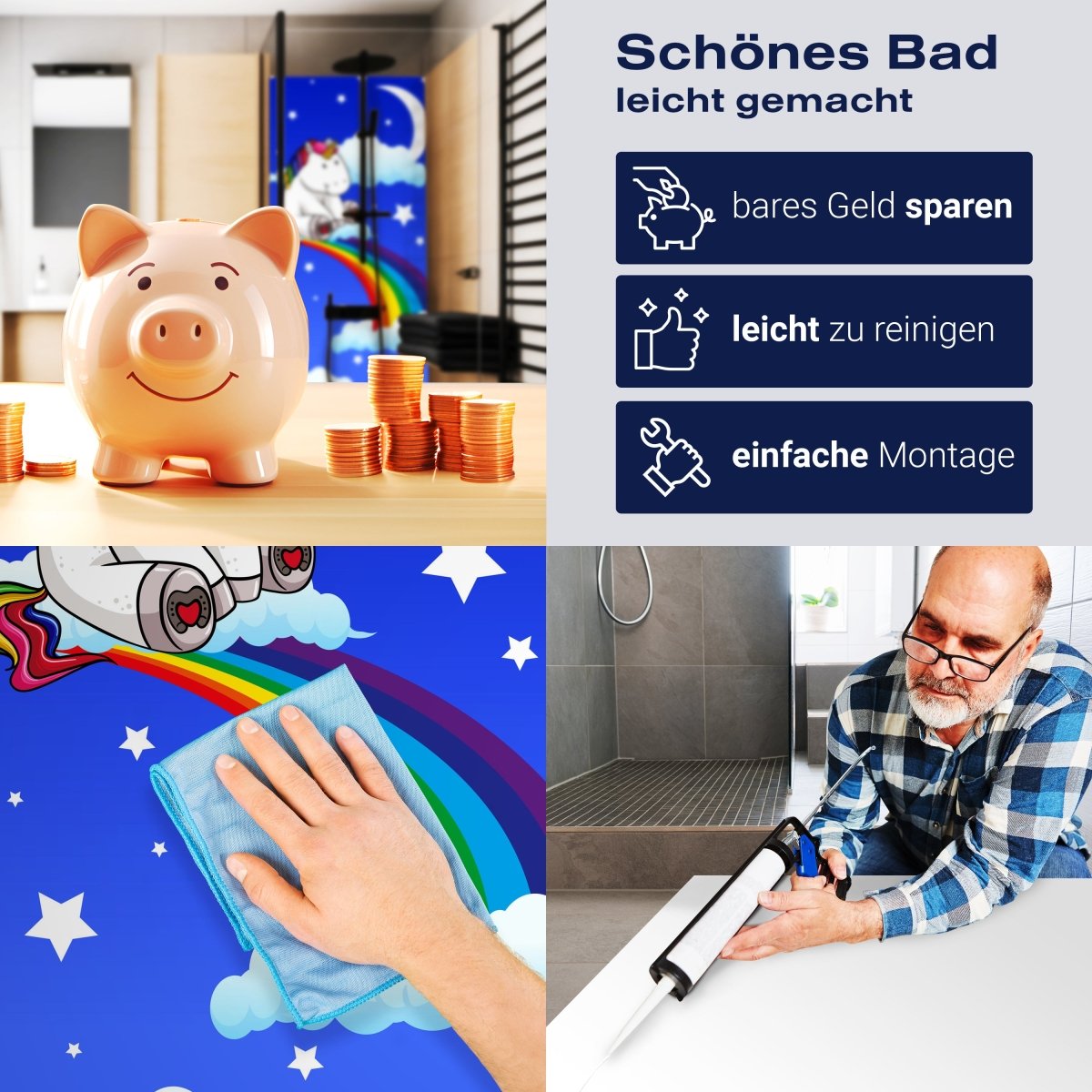 Duschwand Regenbogen-Einhorn M0434 entdecken - Bild 7 Duschwand Regenbogen-Einhorn M0434 entdecken - Bild 7