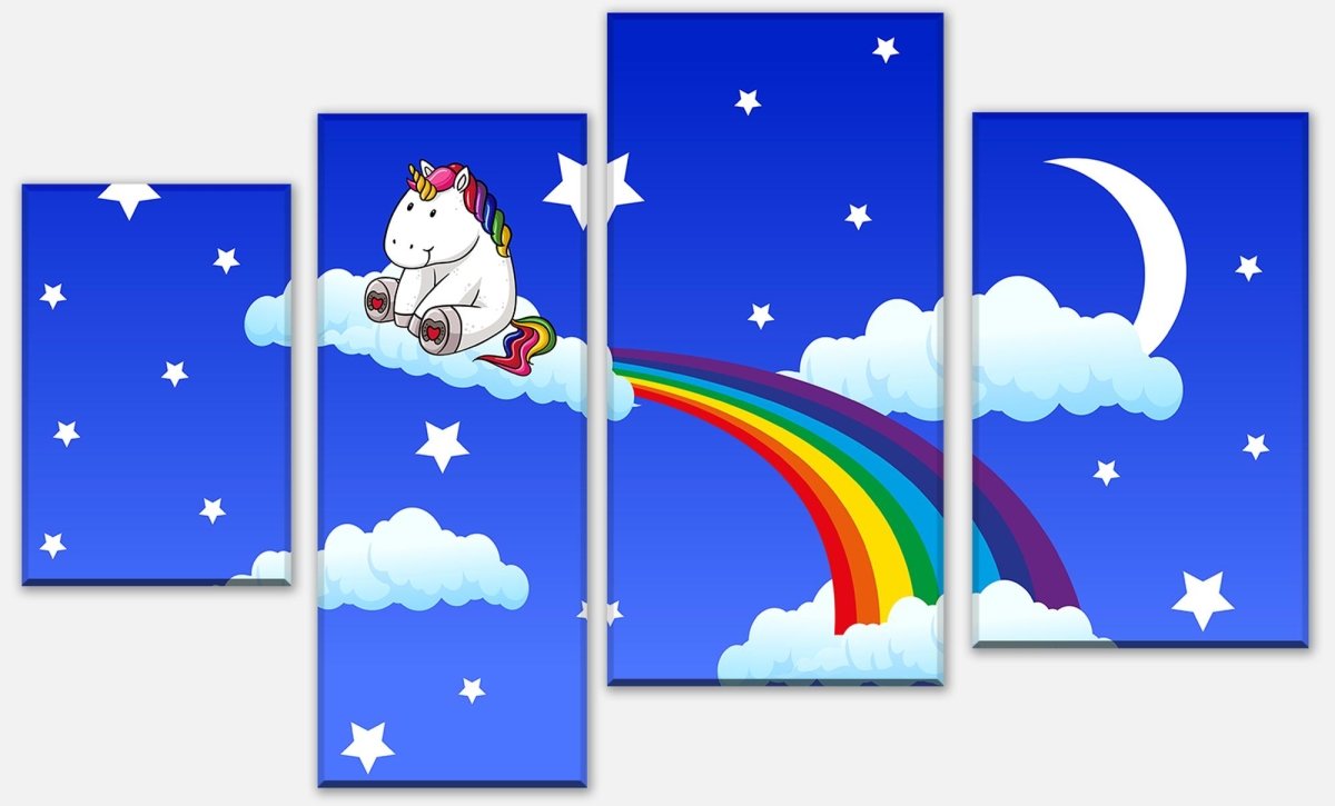 Leinwandbild Mehrteiler Regenbogen-Einhorn M0434