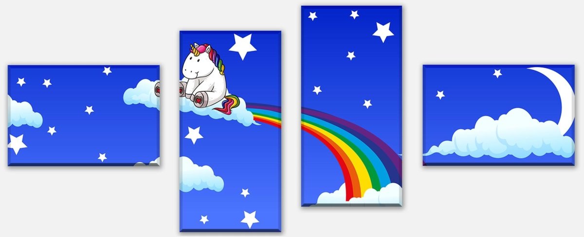 Leinwandbild Mehrteiler Regenbogen-Einhorn M0434