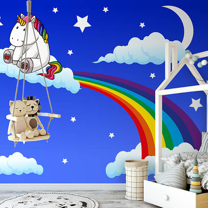 Discover the rainbow unicorn M0434 in the children's room mural