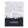 Leinwandbild Stadt Karte, Hochformat, London, England, Großbritannien, Skyline M0452