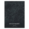 Leinwandbild Stadt Karte, Hochformat, Stuttgart, Deutschland, Straßen, Anthrazit M0459