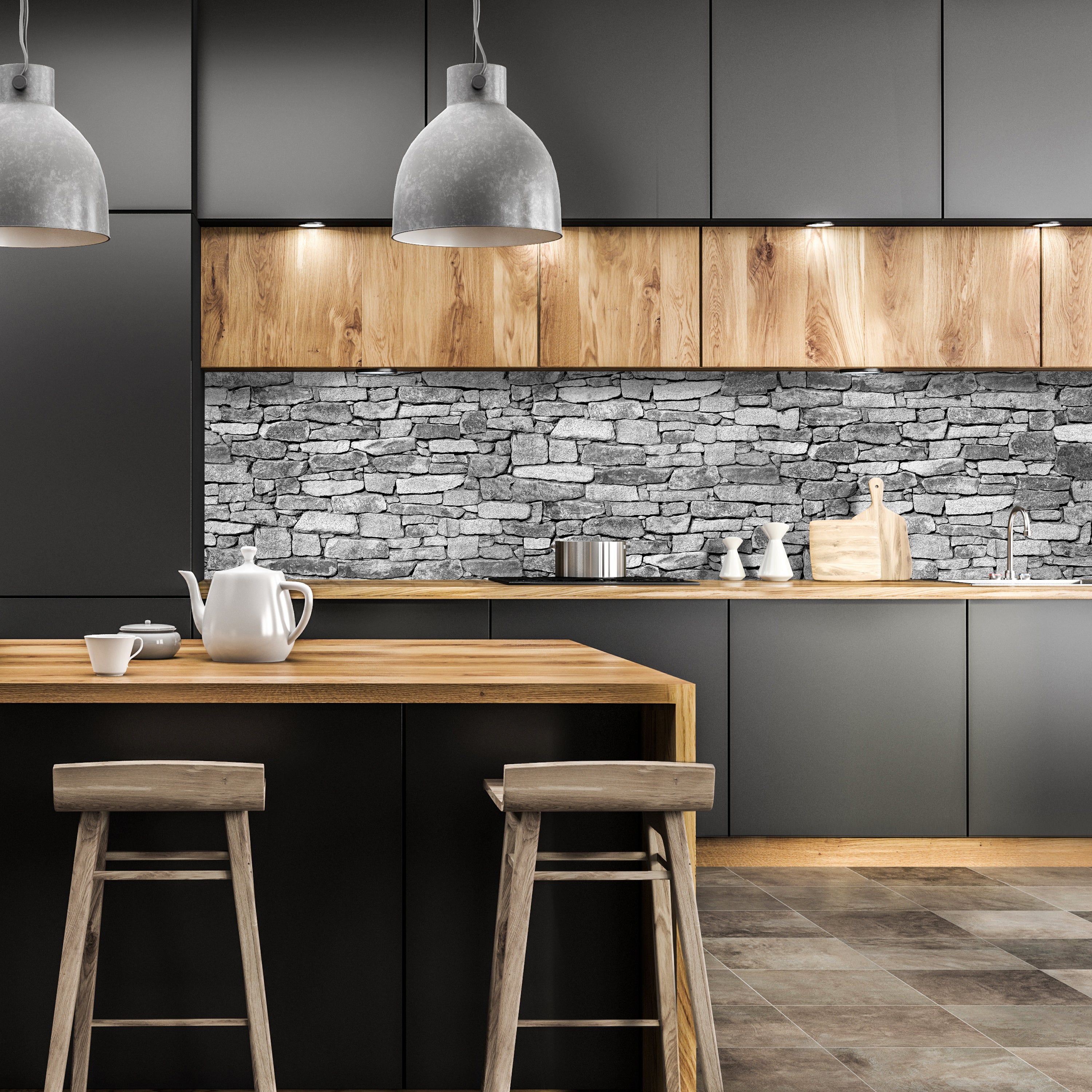 Küchenrückwand Natursteinmauer Grau M0472 entdecken - Bild 1 Küchenrückwand Natursteinmauer Grau M0472 entdecken - Bild 1