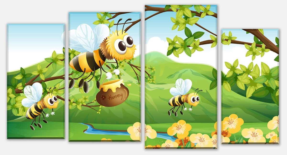 Leinwandbild Mehrteiler Honigbienen M0497