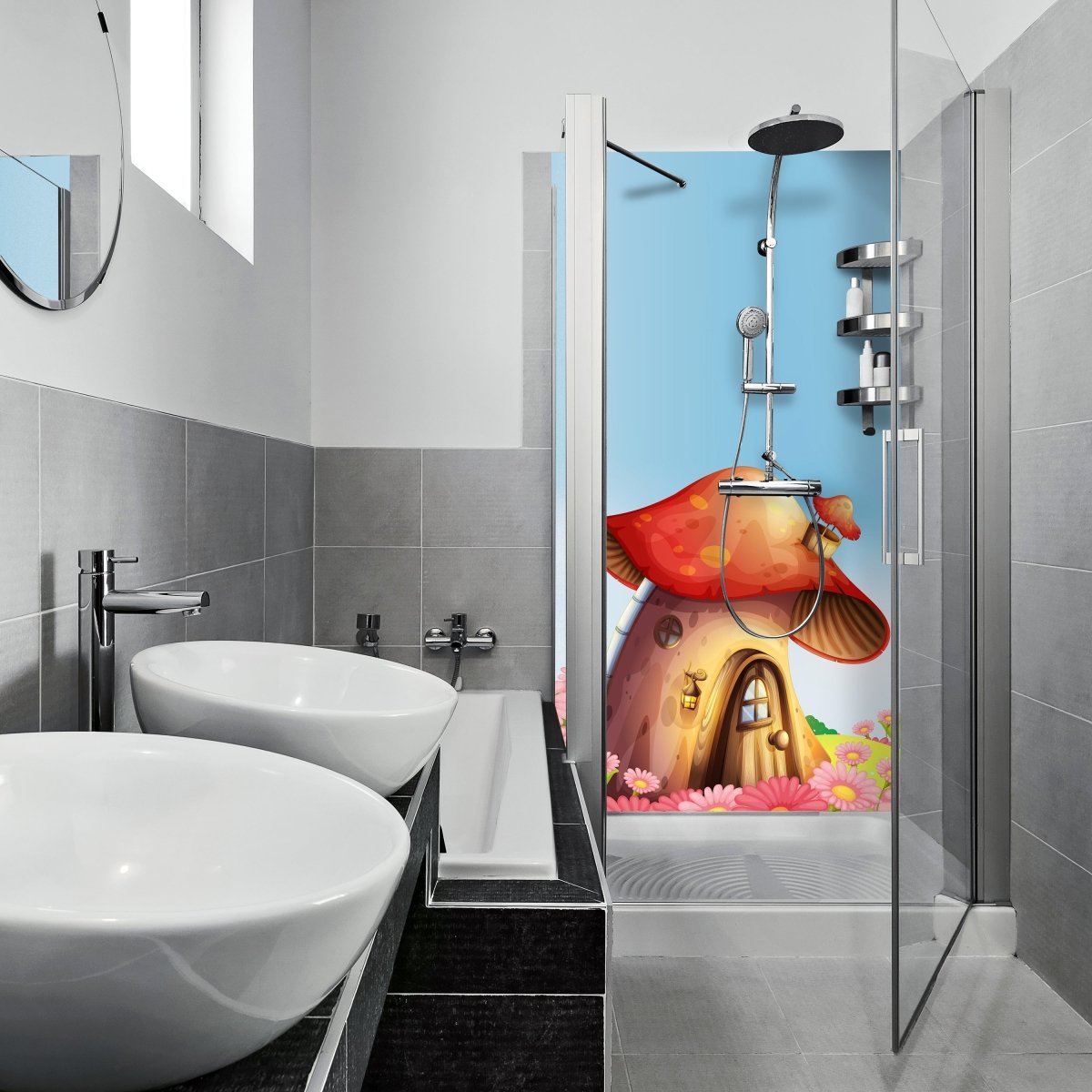 Duschwand Pilz auf der Blumenwiese M0502 entdecken - Bild 1 Duschwand Pilz auf der Blumenwiese M0502 entdecken - Bild 1