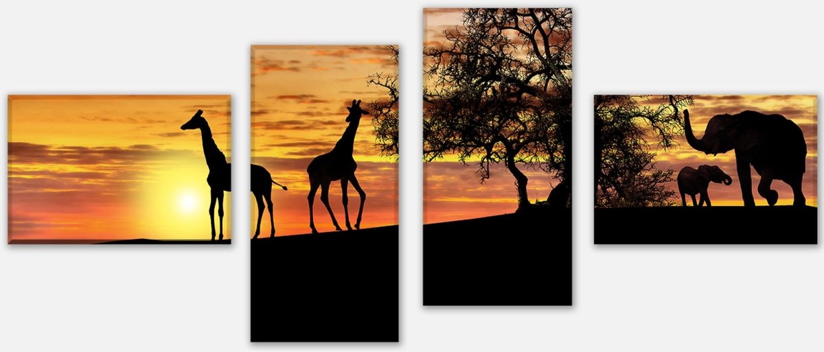 Leinwandbild Mehrteiler Tiere im Abendrot M0518 Leinwandbild Mehrteiler Tiere im Abendrot M0518