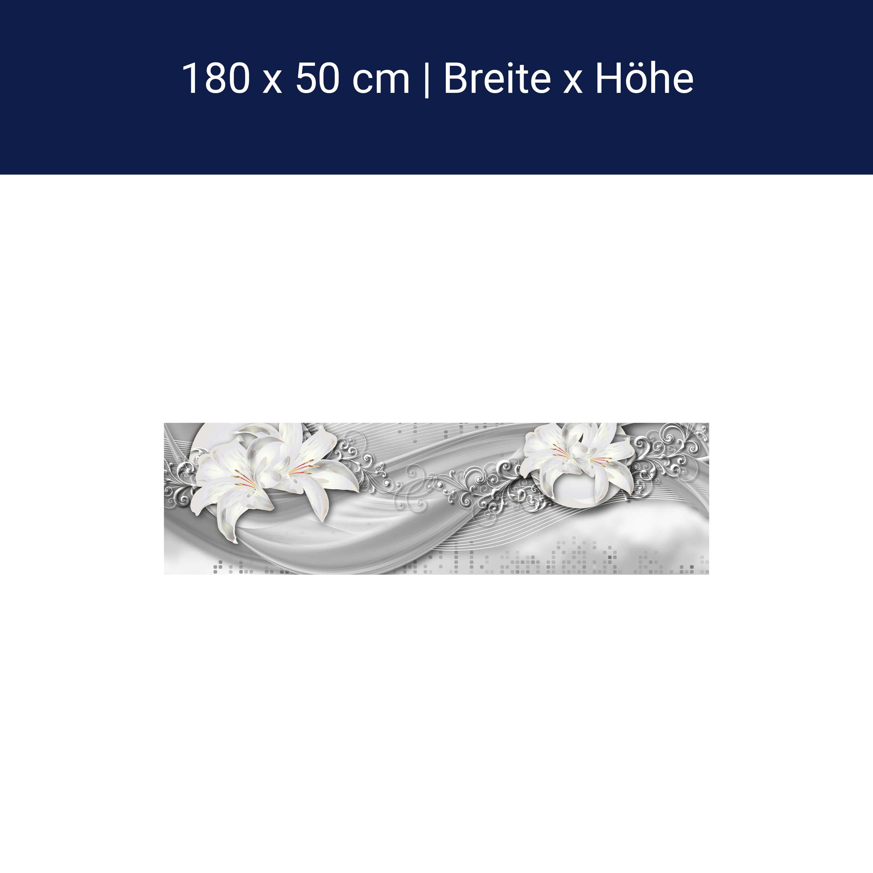 Küchenrückwand abstrakte Lilien grau silber M0524 Küchenrückwand abstrakte Lilien grau silber M0524