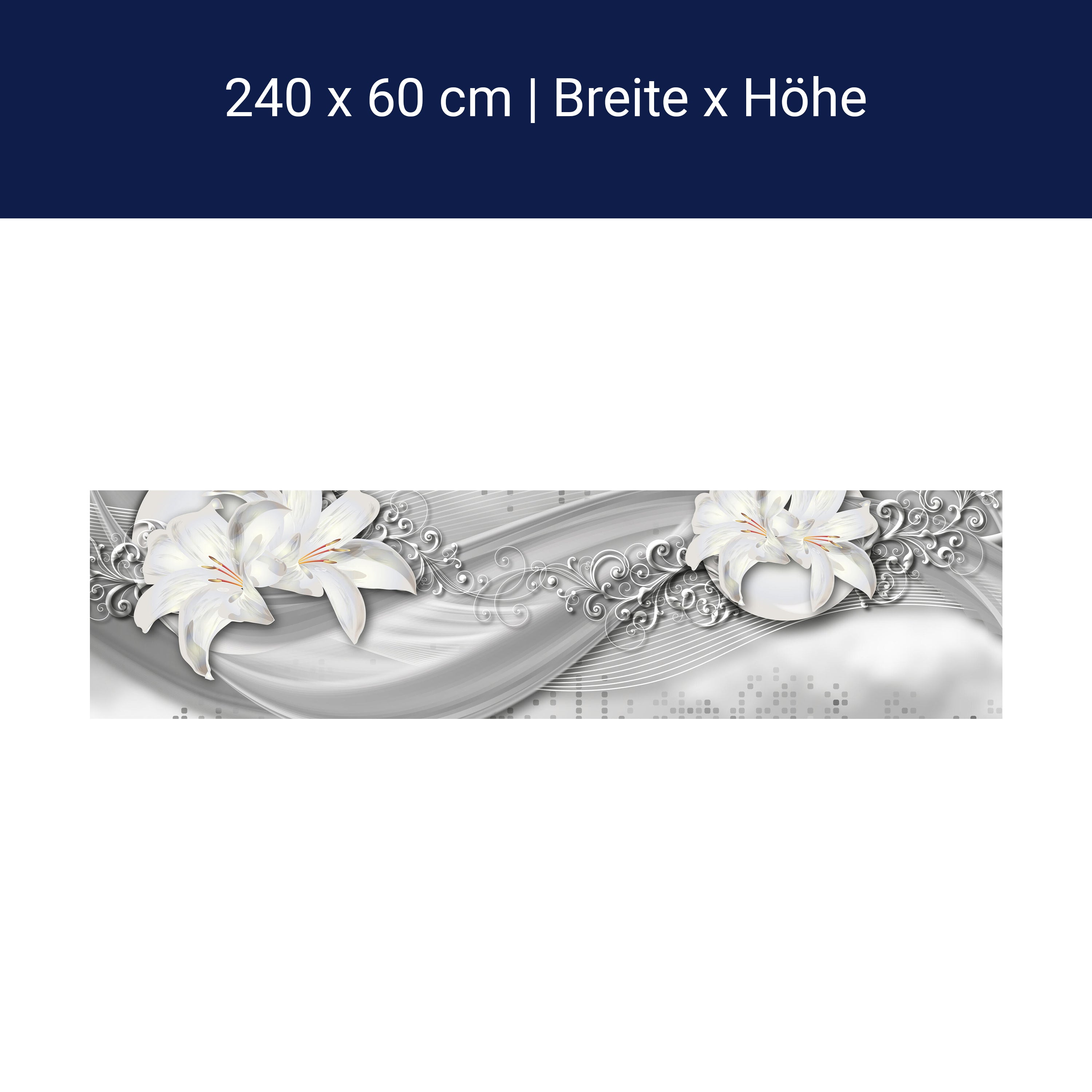 Küchenrückwand abstrakte Lilien grau silber M0524 Küchenrückwand abstrakte Lilien grau silber M0524