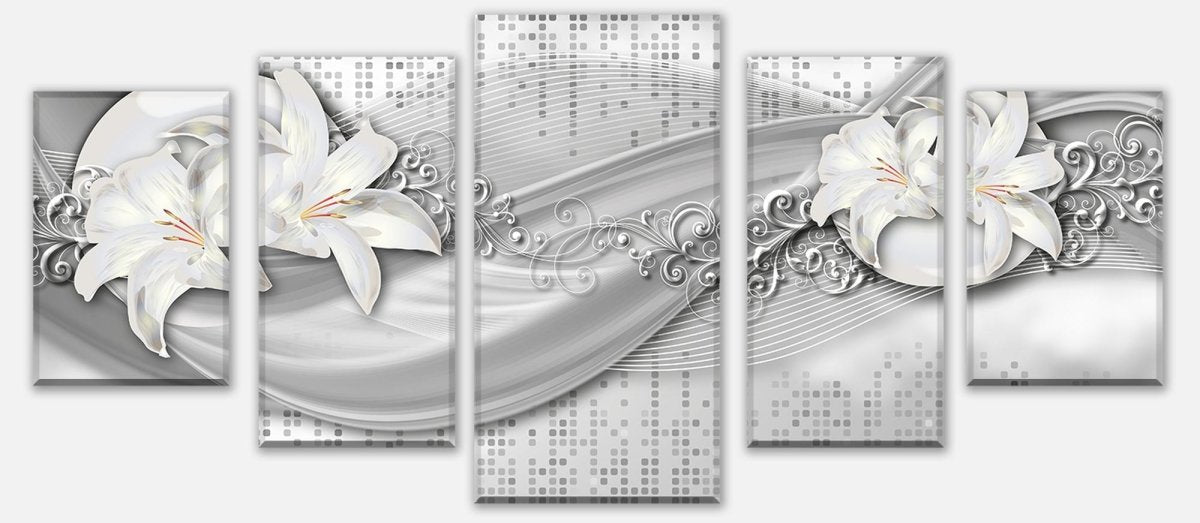 Leinwandbild Mehrteiler abstrakte Lilien grau silber M0524 entdecken - Bild 1 Leinwandbild Mehrteiler abstrakte Lilien grau silber M0524 entdecken - Bild 1