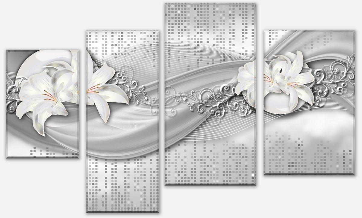Leinwandbild Mehrteiler abstrakte Lilien grau silber M0524 Leinwandbild Mehrteiler abstrakte Lilien grau silber M0524
