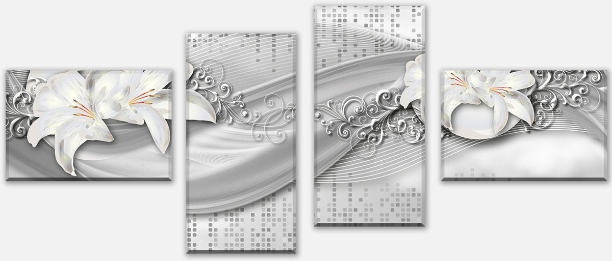 Leinwandbild Mehrteiler abstrakte Lilien grau silber M0524 Leinwandbild Mehrteiler abstrakte Lilien grau silber M0524