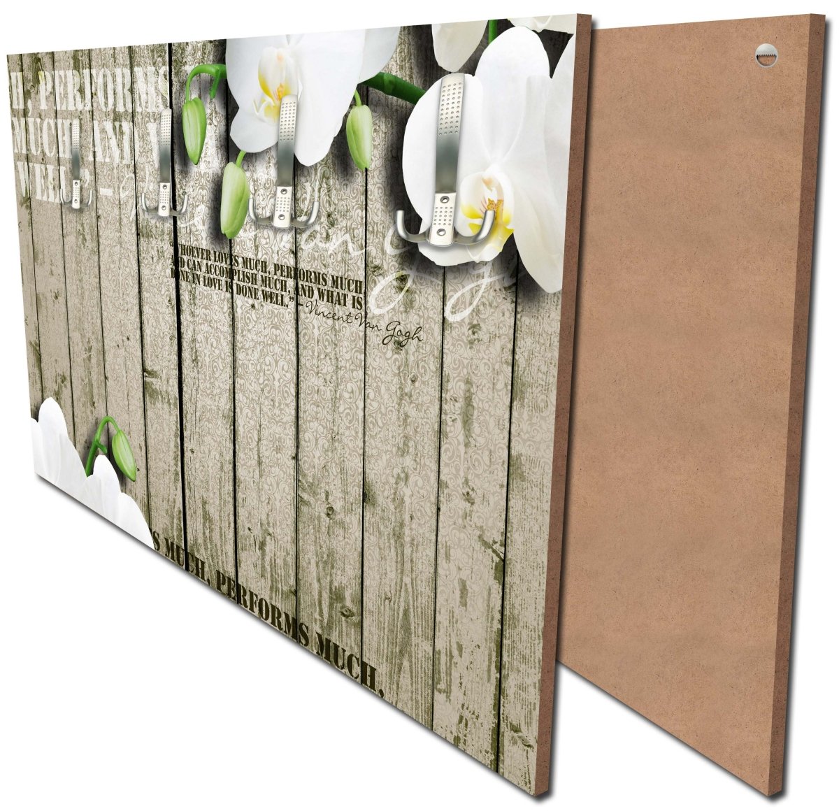 Garderobe Holz Zaun weiße Orchidee M0539 Garderobe Holz Zaun weiße Orchidee M0539