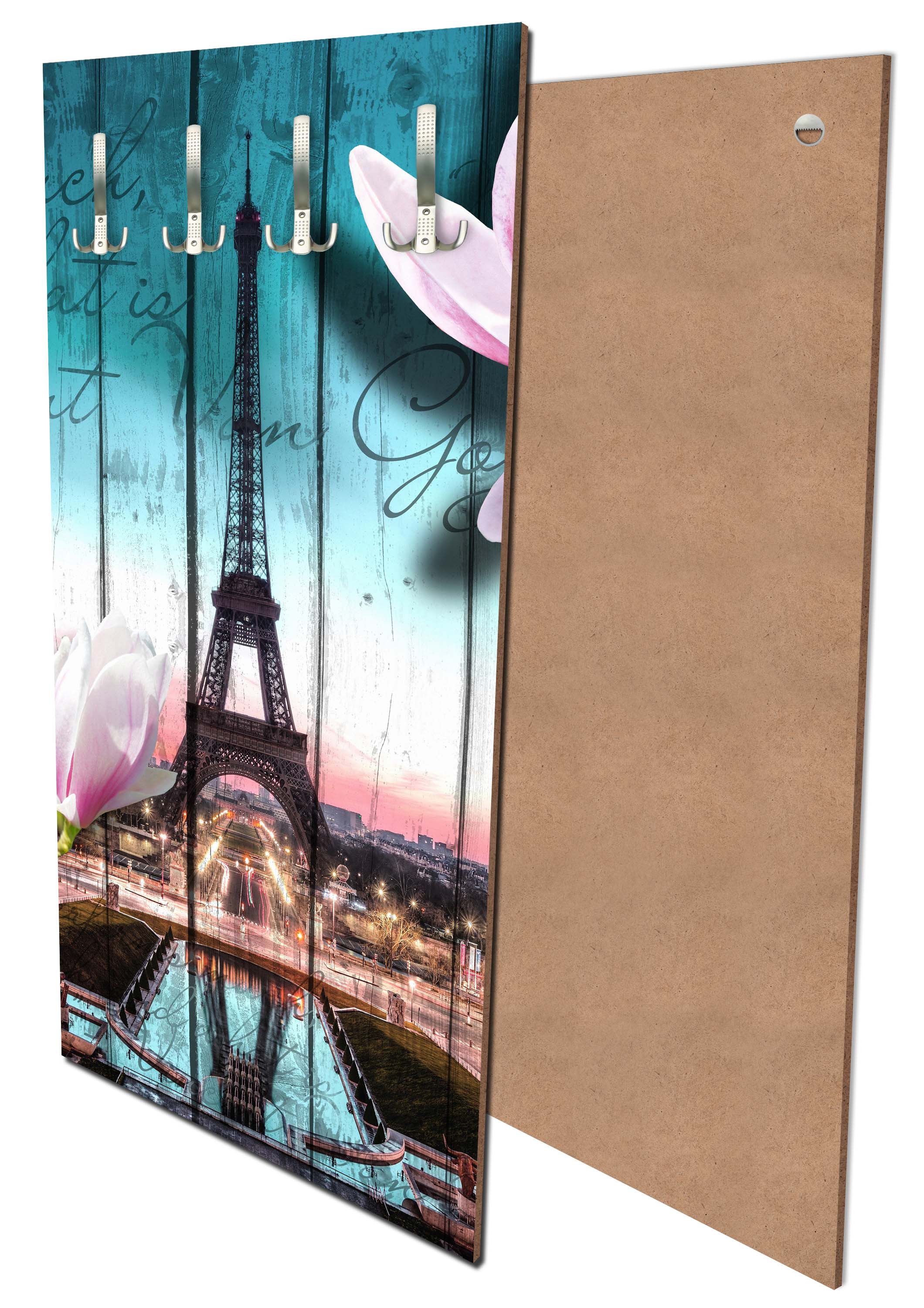 Garderobe Holz Blüten Paris Eiffelturm M0543 entdecken - Bild 1