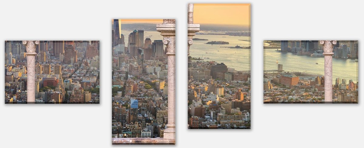 Leinwandbild Mehrteiler Spalten balkon mit aussicht auf Manhattan M0575 Leinwandbild Mehrteiler Spalten balkon mit aussicht auf Manhattan M0575