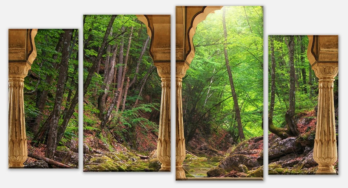 Leinwandbild Mehrteiler Säulen ein Bach im Wald M0598 Leinwandbild Mehrteiler Säulen ein Bach im Wald M0598
