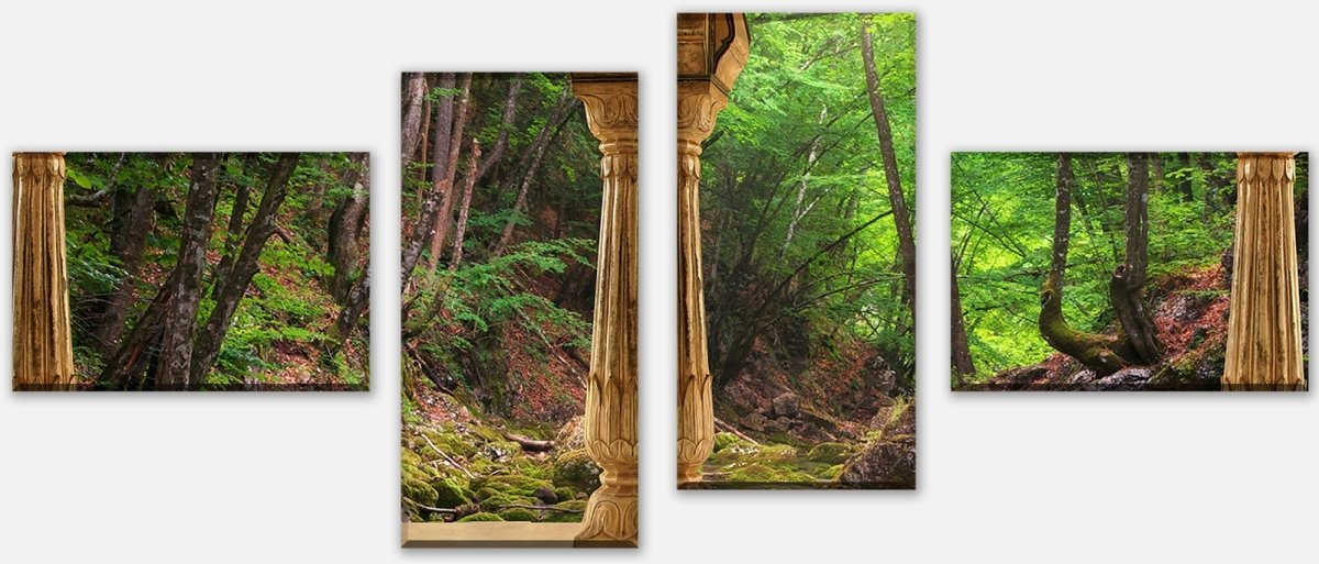 Leinwandbild Mehrteiler Säulen ein Bach im Wald M0598 Leinwandbild Mehrteiler Säulen ein Bach im Wald M0598