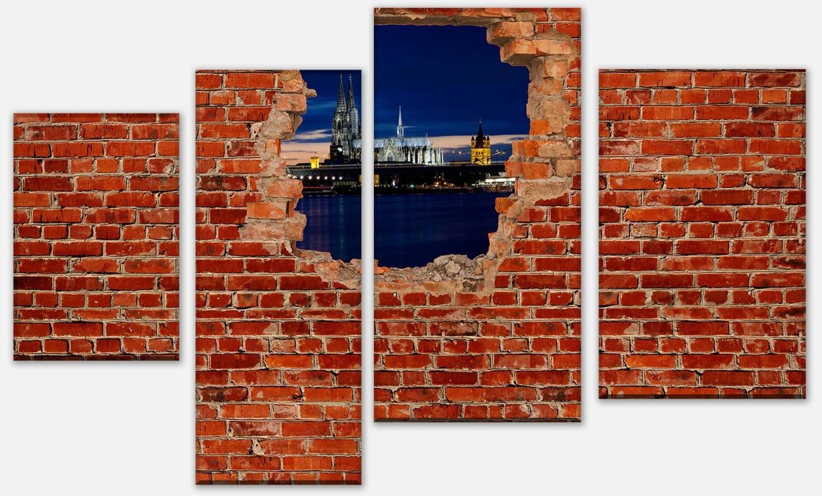 Leinwandbild Mehrteiler Köln bei Nacht - Roter Backstein M0613 Leinwandbild Mehrteiler Köln bei Nacht - Roter Backstein M0613