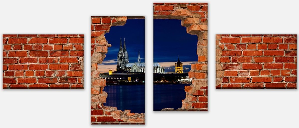 Leinwandbild Mehrteiler Köln bei Nacht - Roter Backstein M0613 Leinwandbild Mehrteiler Köln bei Nacht - Roter Backstein M0613