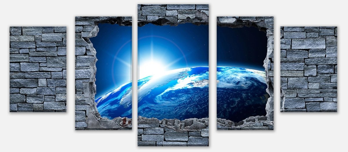 Leinwandbild Mehrteiler 3D Sunrise Earth Space - Steinmauer M0631 entdecken - Bild 1 Leinwandbild Mehrteiler 3D Sunrise Earth Space - Steinmauer M0631 entdecken - Bild 1