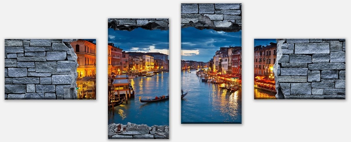 Leinwandbild Mehrteiler 3D Canale Grande Venedig - Steinmauer M0632 Leinwandbild Mehrteiler 3D Canale Grande Venedig - Steinmauer M0632
