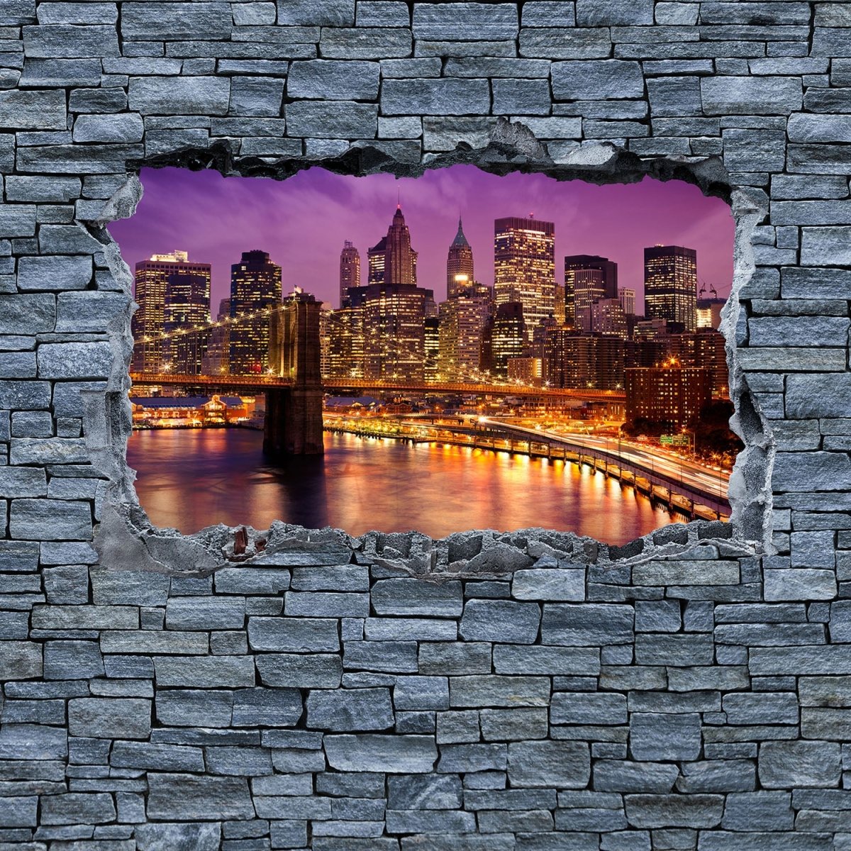 Beistelltisch 3D Optik - New York Manhattan bei Nacht M0633 entdecken - Bild 2 Beistelltisch 3D Optik - New York Manhattan bei Nacht M0633 entdecken - Bild 2