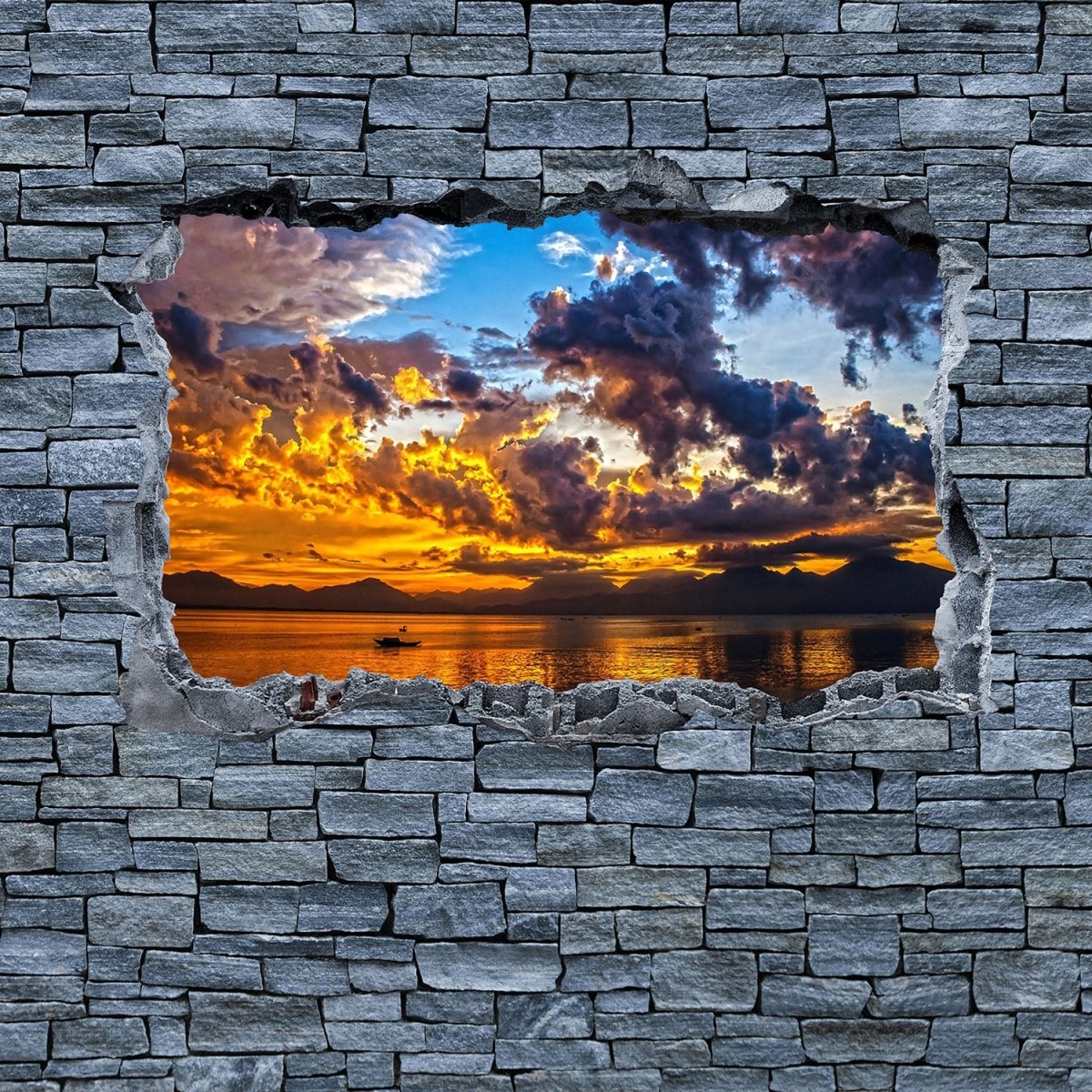 Beistelltisch 3D Sonnenuntergang - grobe Steinmauer M0639 entdecken - Bild 2 Beistelltisch 3D Sonnenuntergang - grobe Steinmauer M0639 entdecken - Bild 2