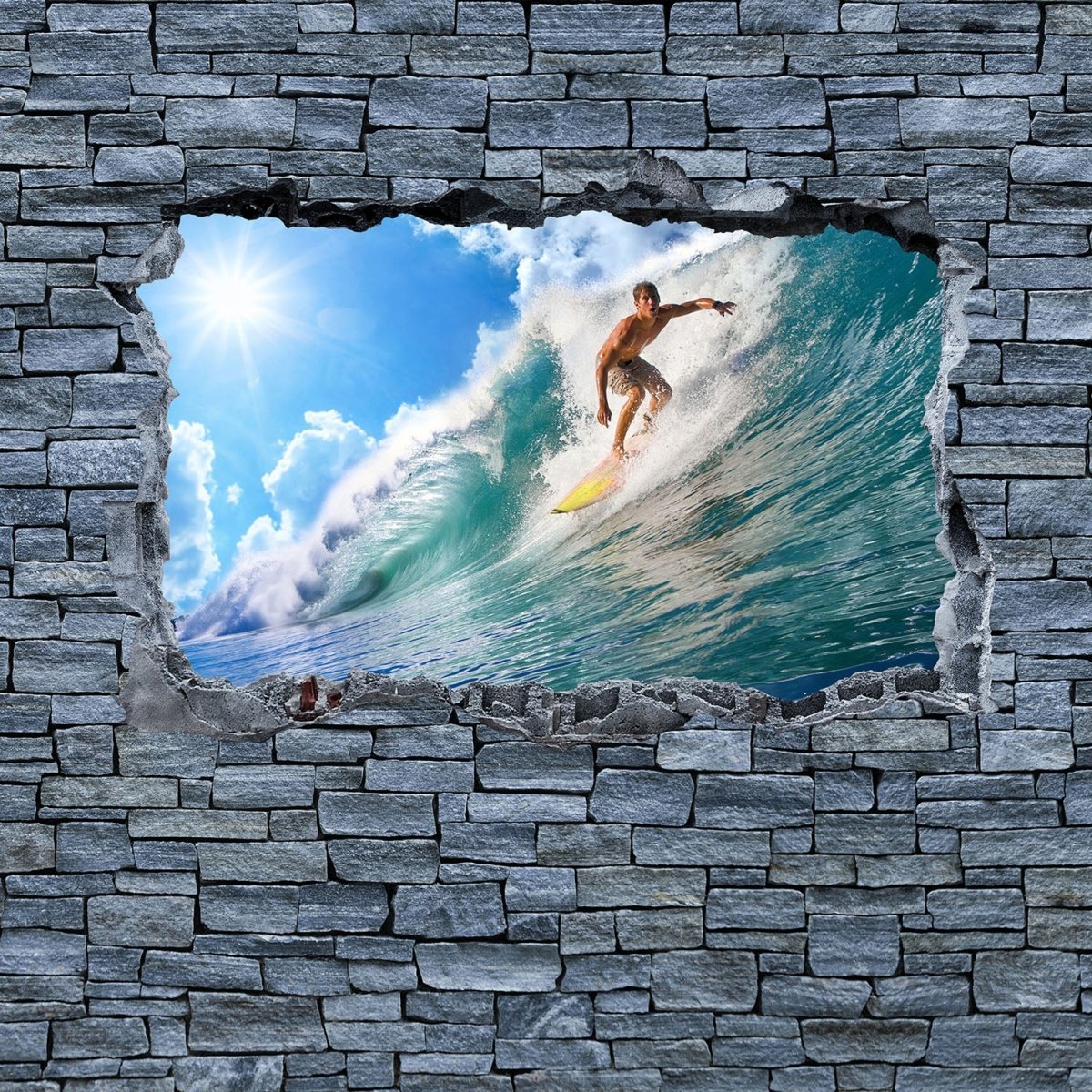 Beistelltisch 3D Surfing- grobe Steinmauer M0644 entdecken - Bild 2 Beistelltisch 3D Surfing- grobe Steinmauer M0644 entdecken - Bild 2