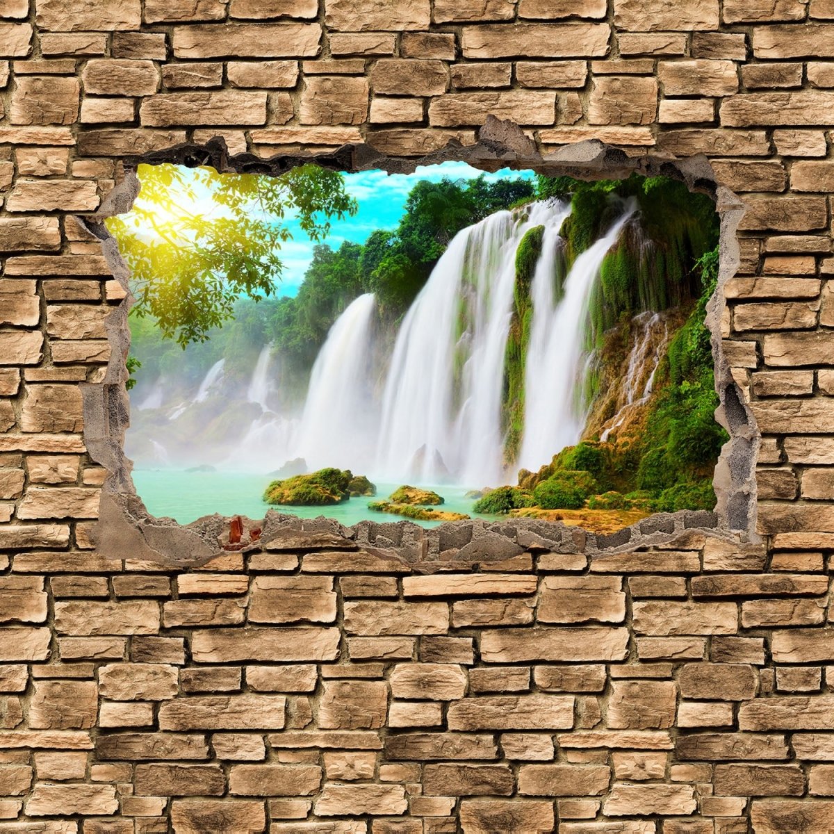 Beistelltisch 3D Wasserfall - Steinmauer M0645 entdecken - Bild 2 Beistelltisch 3D Wasserfall - Steinmauer M0645 entdecken - Bild 2