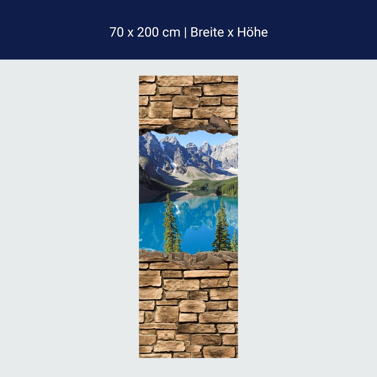 Türtapete 3D Moraine Lake Kanada - Steinmauer M0650