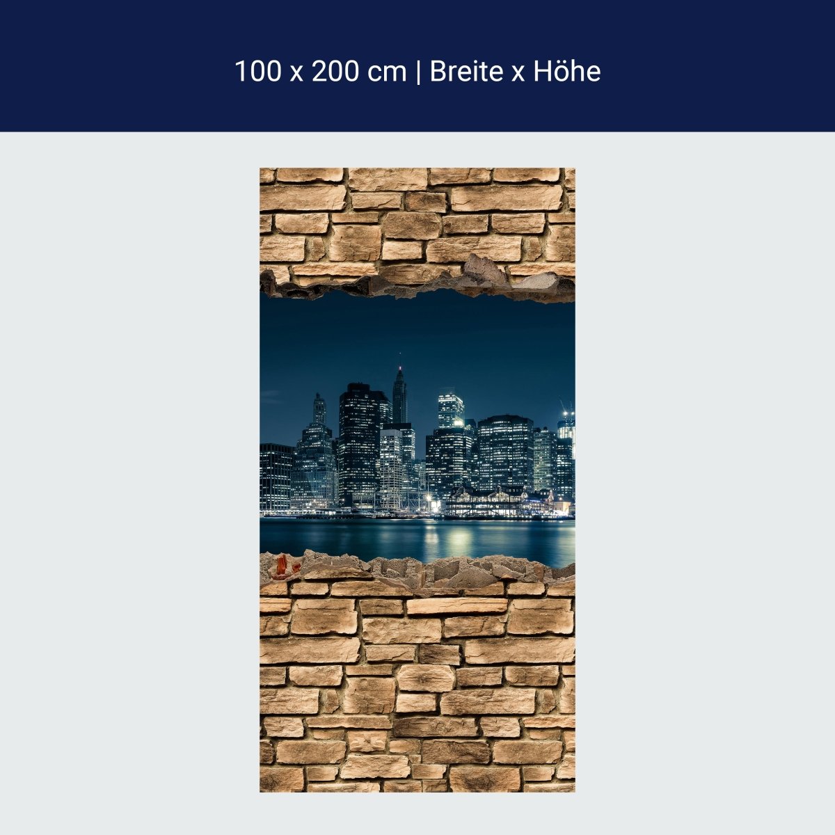 Duschwand 3D New York City by Nacht - Steinmauer M0653 Duschwand 3D New York City by Nacht - Steinmauer M0653