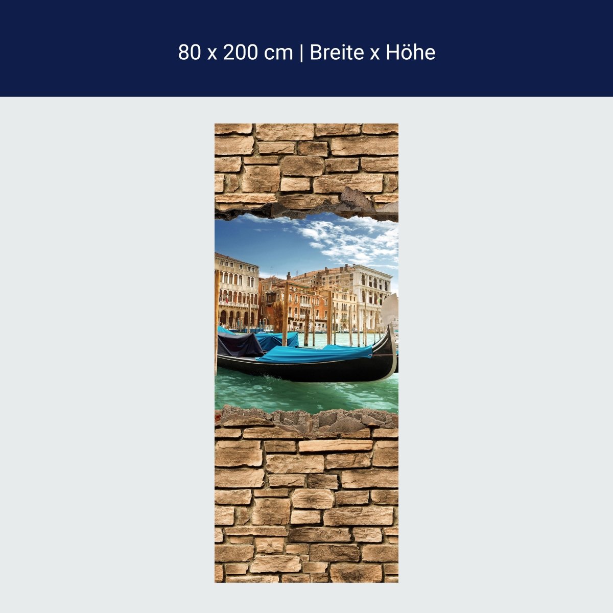 Duschwand 3D Gondeln Venedig - Steinmauer M0655