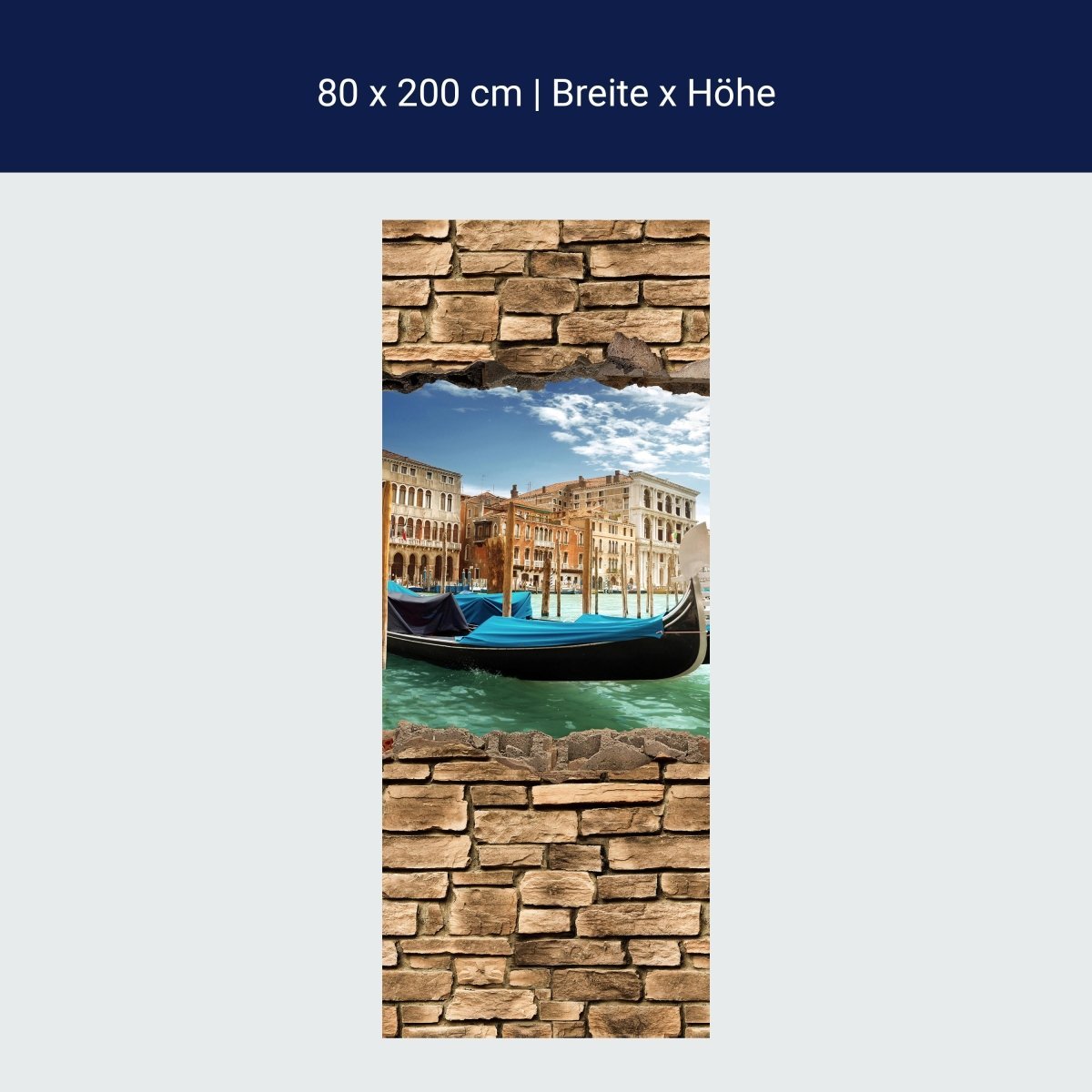 Duschwand 3D Gondeln Venedig - Steinmauer M0655 Duschwand 3D Gondeln Venedig - Steinmauer M0655