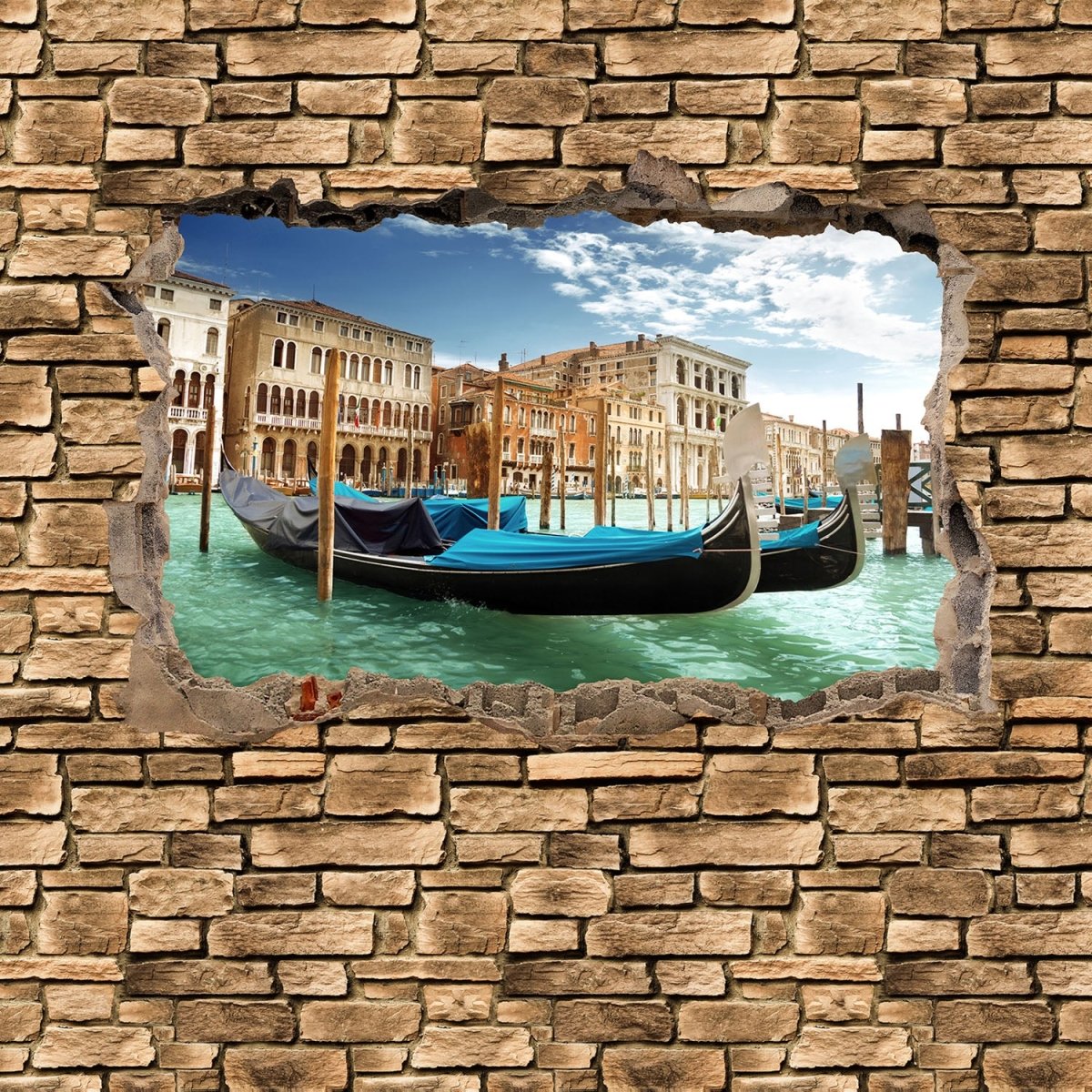 Beistelltisch 3D Gondeln Venedig - Steinmauer M0655 entdecken - Bild 2