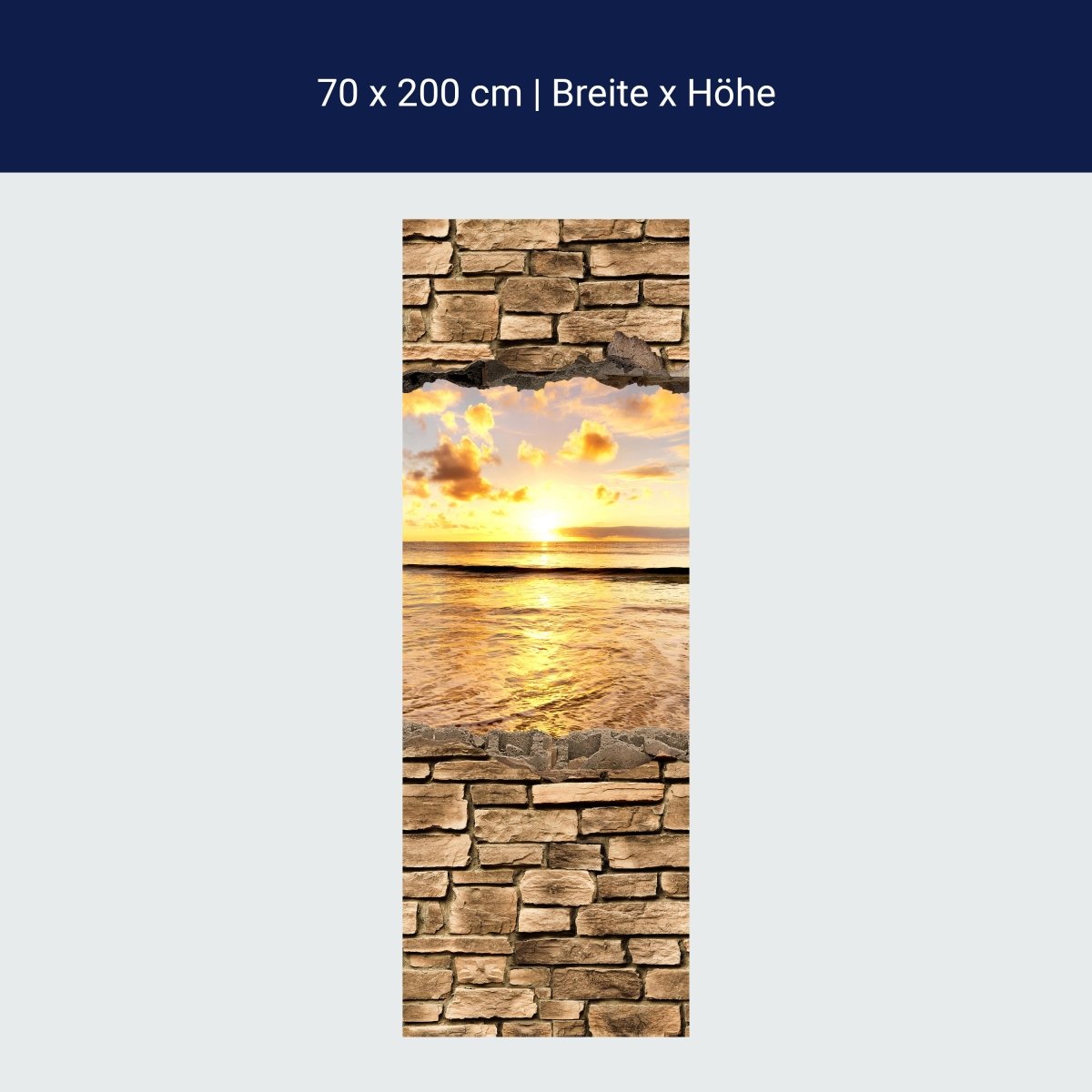 Duschwand 3D Sonnenuntergang am Meer - Steinmauer M0662 Duschwand 3D Sonnenuntergang am Meer - Steinmauer M0662