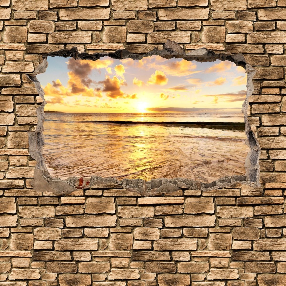 Beistelltisch 3D Sonnenuntergang am Meer - Steinmauer M0662 entdecken - Bild 2 Beistelltisch 3D Sonnenuntergang am Meer - Steinmauer M0662 entdecken - Bild 2