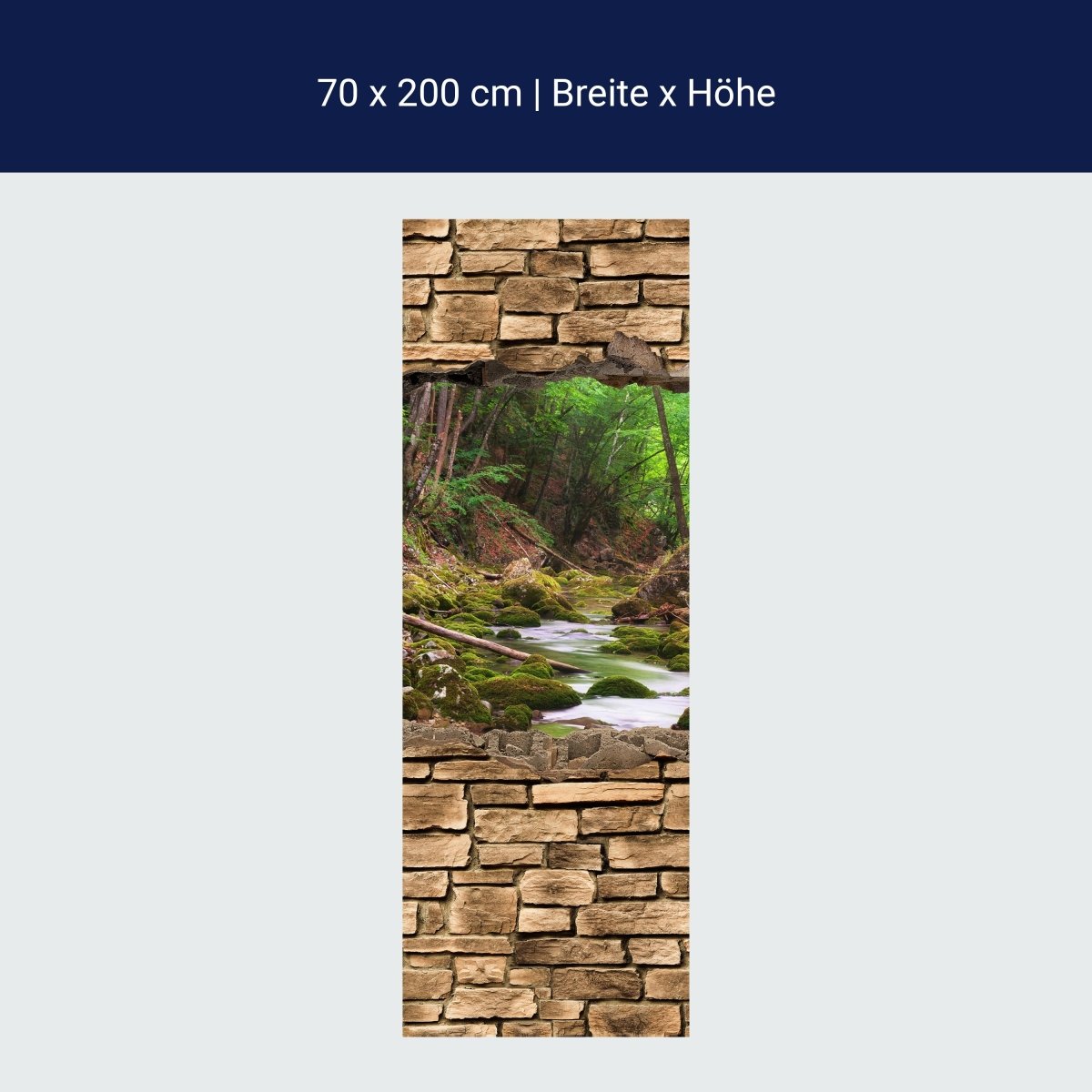 Duschwand 3D Fluss im Wald - Steinmauer M0664 Duschwand 3D Fluss im Wald - Steinmauer M0664