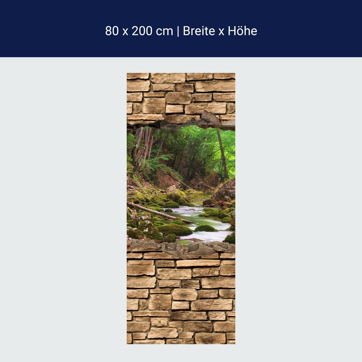Duschwand 3D Fluss im Wald - Steinmauer M0664 Duschwand 3D Fluss im Wald - Steinmauer M0664