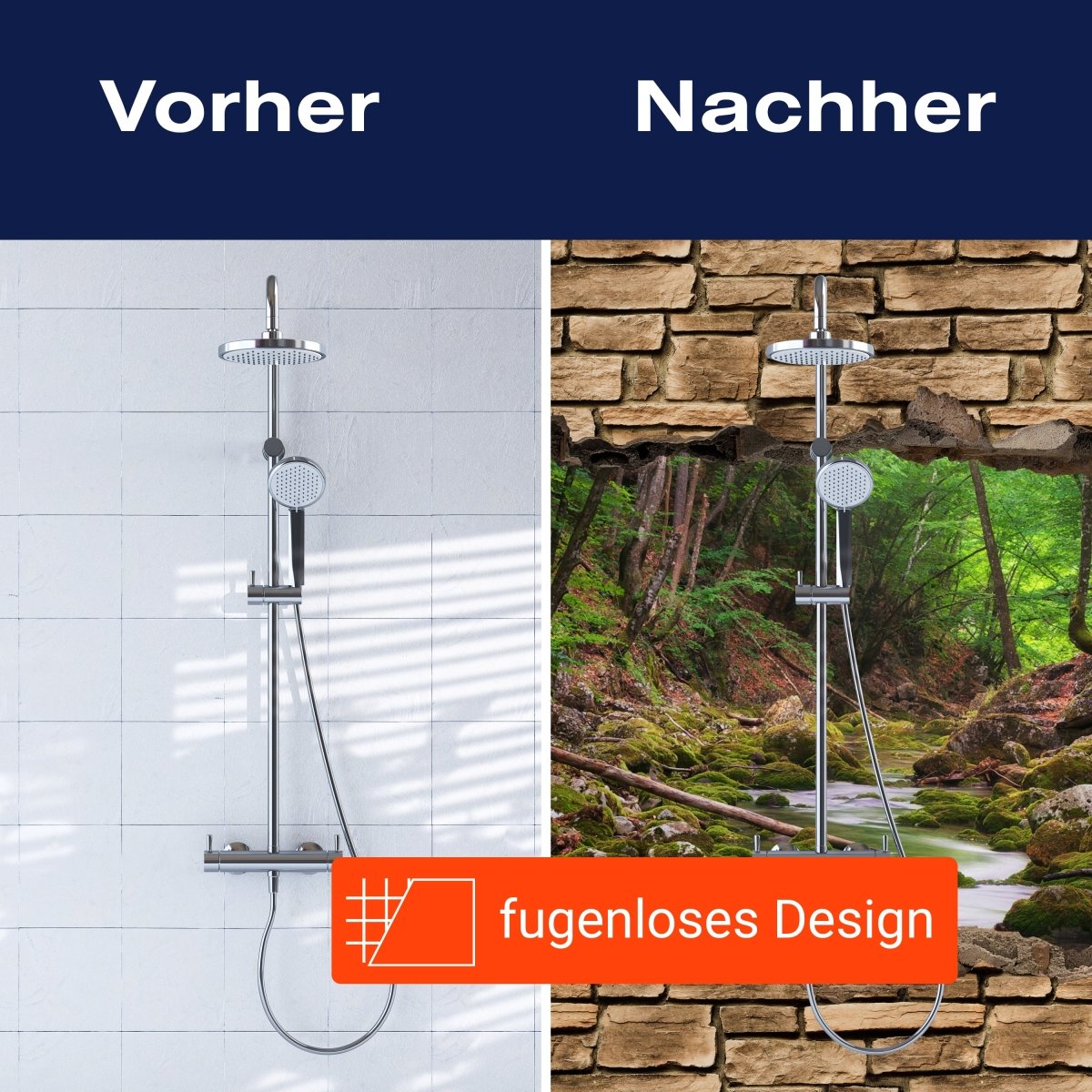 Duschwand 3D Fluss im Wald - Steinmauer M0664 entdecken - Bild 9 Duschwand 3D Fluss im Wald - Steinmauer M0664 entdecken - Bild 9
