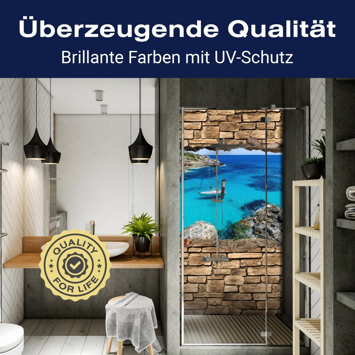 Duschwand 3D Sailing - Steinmauer M0665 entdecken - Bild 2 Duschwand 3D Sailing - Steinmauer M0665 entdecken - Bild 2