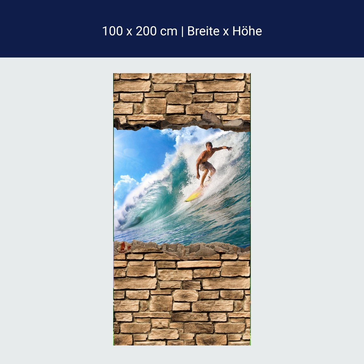 Türtapete 3D Surfing - Steinmauer M0672